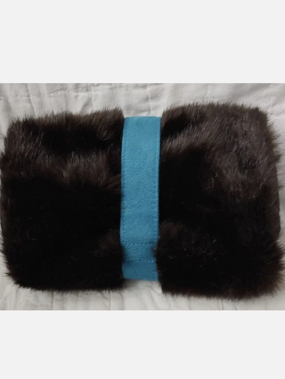 Exclusive Stephanie Johnson Brown Faux Mink Fur Jewelry/Makeup Clutch Travel Bag